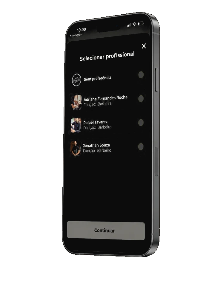 App Don Jhon: selecione o profissional