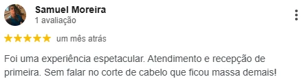 Avaliação 5 estrelas no Google, cliente da Don Jhon Barber Shop
